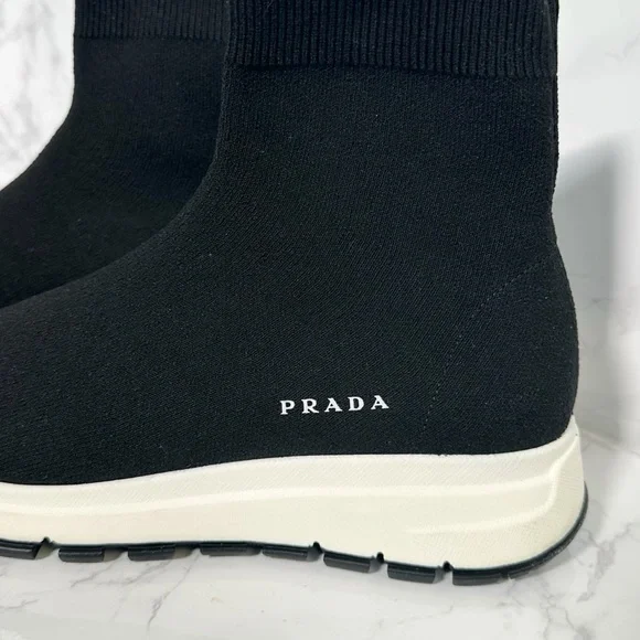 Prada Black Knit High-Top Sneakers - Picture 10 of 16